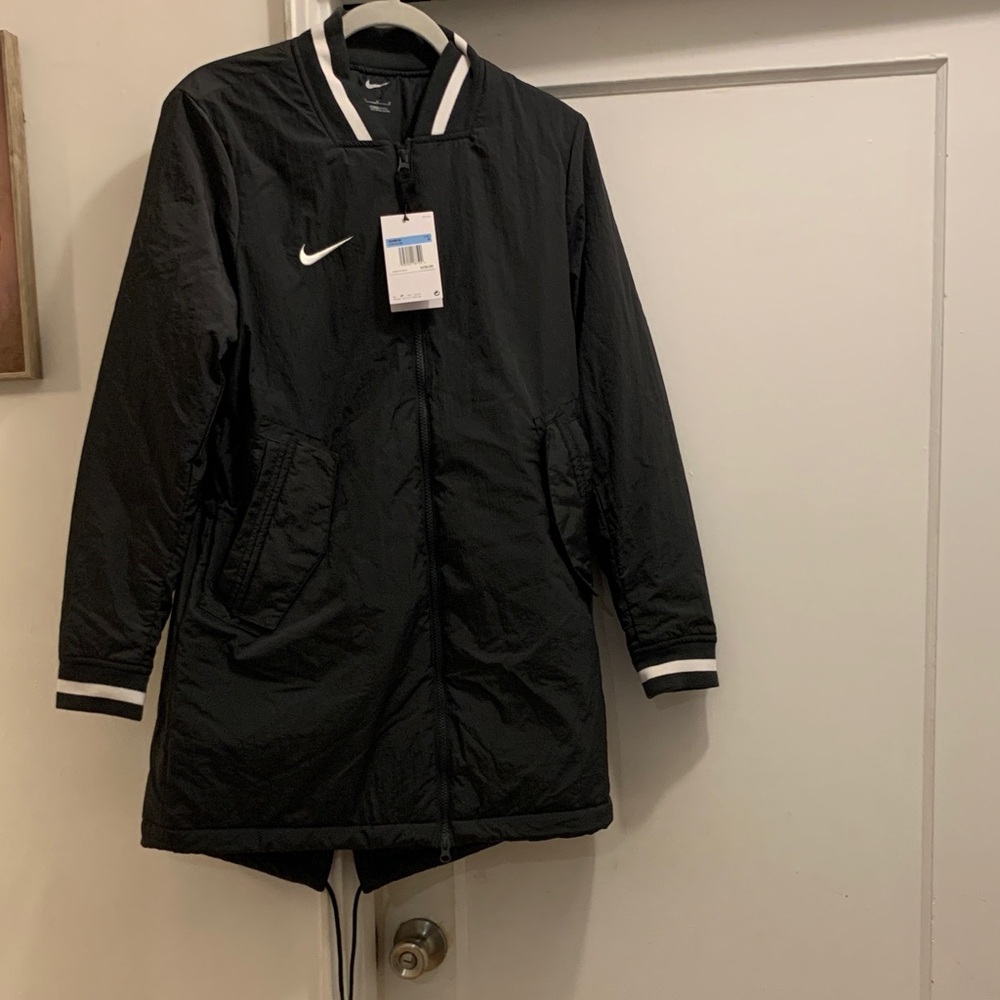 Nike Women's Black Varsity Jacket with White Accents